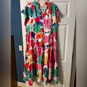 Vibrant Floral Maxi Dress Size XL